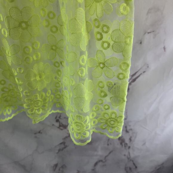 Anthropologie Top Womens Small Neon Lace Sheer Cover Up Meadow Rue Chartreuse - Picture 4 of 9